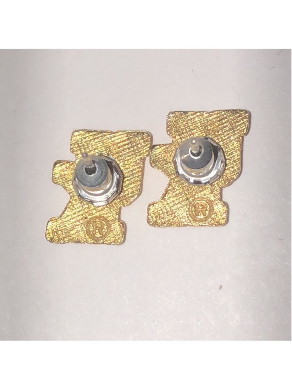 University of Kentucky Gold Tone Blue Enamel Stud Earrings - Picture 2 of 3